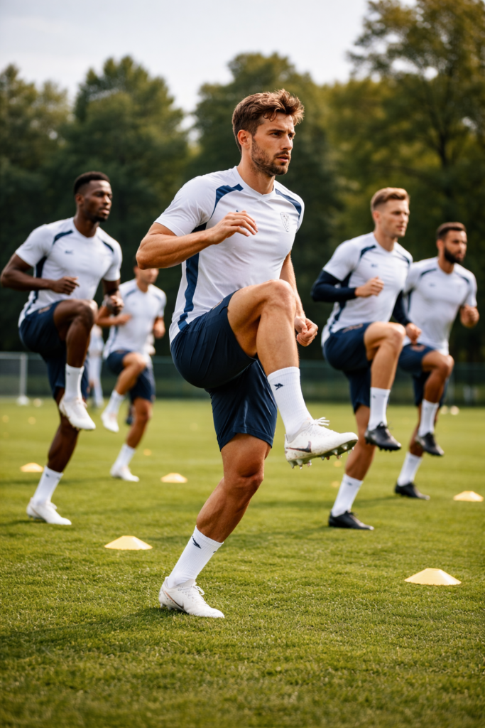 échauffement footballeurs