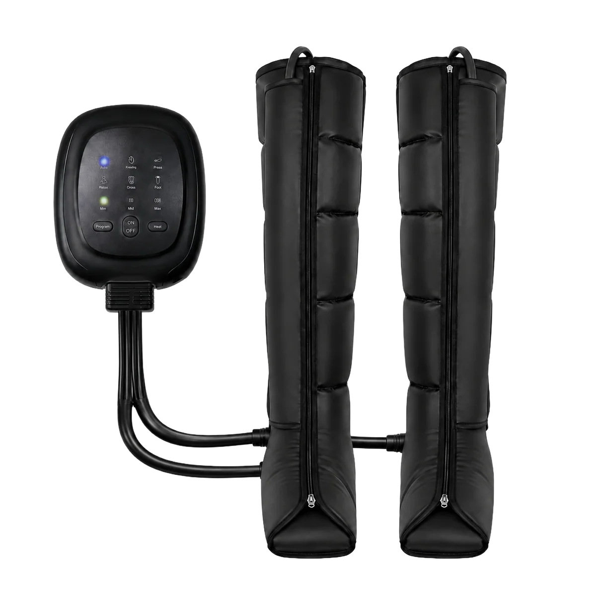 PressUp AirFlow, bottes de pressothérapie françaises couvrant toute la jambe jusqu'à la cuisse